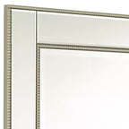 Miroir mural décoratif rectangulaire Noble Park avec cadre perlé champagne à bords biseautés modernes de 27 pouces de large pour salle de bain, chambre, salon, bureau à domicile