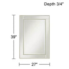 Miroir mural décoratif rectangulaire Noble Park avec cadre perlé champagne à bords biseautés modernes de 27 pouces de large pour salle de bain, chambre, salon, bureau à domicile