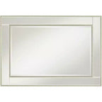 Miroir mural décoratif rectangulaire Noble Park avec cadre perlé champagne à bords biseautés modernes de 27 pouces de large pour salle de bain, chambre, salon, bureau à domicile