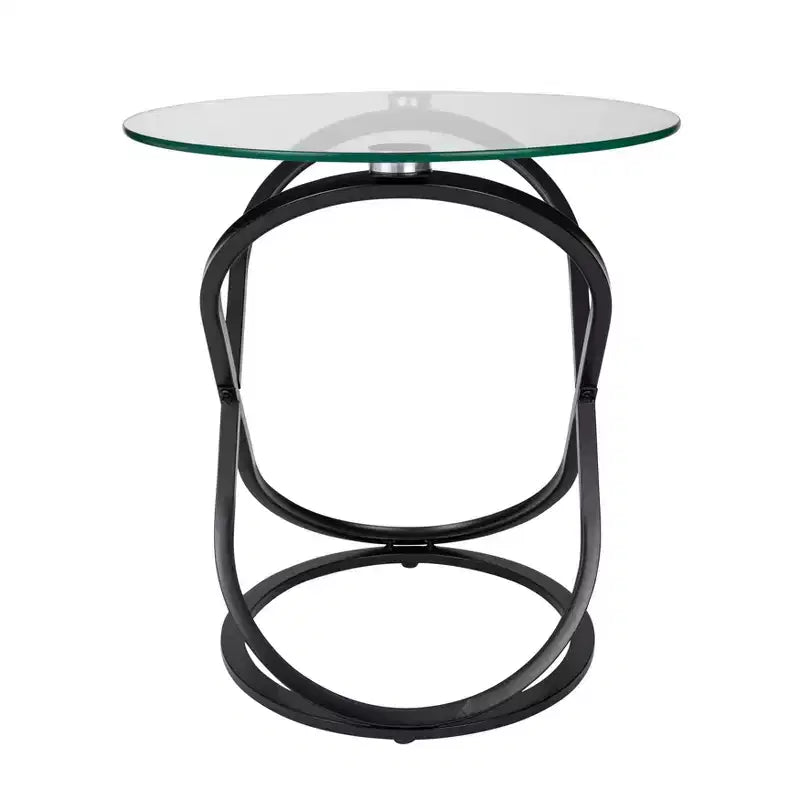 Table d'appoint ronde en verre trempé transparent Galaxy de 20,5 po - Danya B.