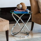 Table d'appoint ronde en verre trempé transparent Galaxy de 20,5 po - Danya B.