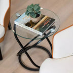 Table d'appoint ronde en verre trempé transparent Galaxy de 20,5 po - Danya B.