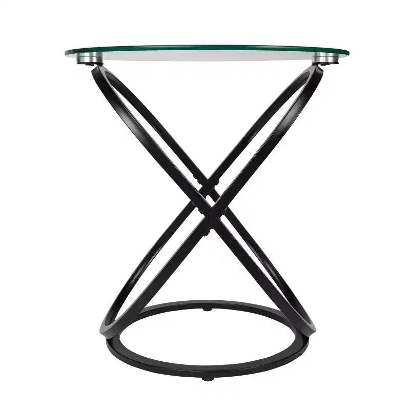 Table d'appoint ronde en verre trempé transparent Galaxy de 20,5 po - Danya B.