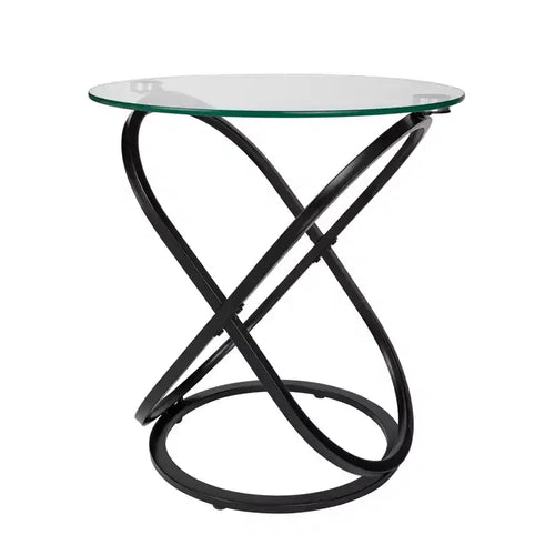 20.5 Round Galaxy Clear Tempered Glass End Table - Danya B.