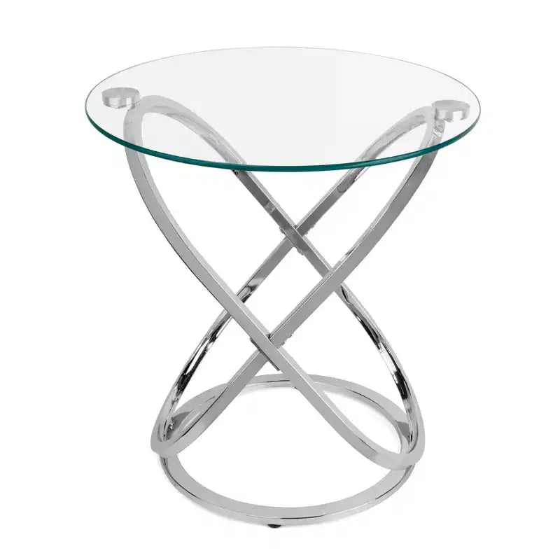 Table d'appoint ronde en verre trempé transparent Galaxy de 20,5 po - Danya B.
