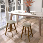 Lot de 2 tabourets de bar pivotants Costway, chaises de comptoir rembourrées avec pieds en bois d'hévéa