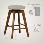 Lot de 2 tabourets de bar pivotants Costway, chaises de comptoir rembourrées avec pieds en bois d'hévéa