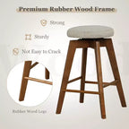 Lot de 2 tabourets de bar pivotants Costway, chaises de comptoir rembourrées avec pieds en bois d'hévéa