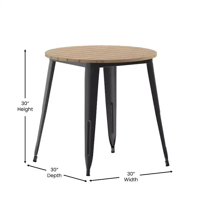 Table de salle à manger Flash Furniture Declan de qualité commerciale, pour intérieur/extérieur, plateau rond de 76 cm en polyrésine toutes saisons avec base en acier