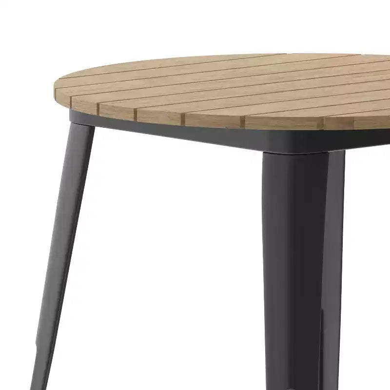 Table de salle à manger Flash Furniture Declan de qualité commerciale, pour intérieur/extérieur, plateau rond de 76 cm en polyrésine toutes saisons avec base en acier