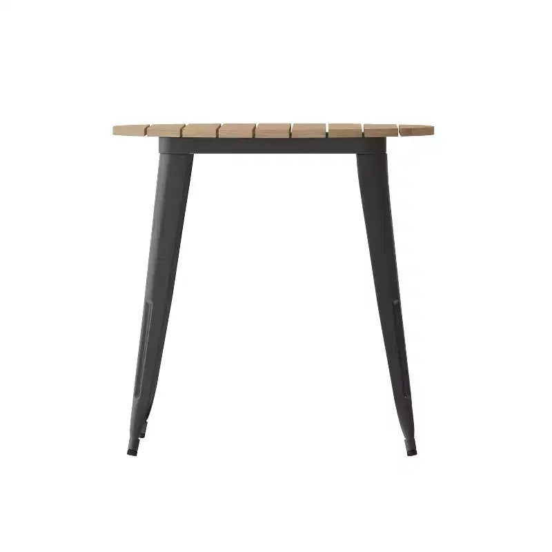Table de salle à manger Flash Furniture Declan de qualité commerciale, pour intérieur/extérieur, plateau rond de 76 cm en polyrésine toutes saisons avec base en acier