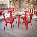 Table de salle à manger Flash Furniture Declan de qualité commerciale, pour intérieur/extérieur, plateau rond de 76 cm en polyrésine toutes saisons avec base en acier