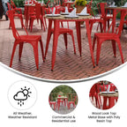 Table de salle à manger Flash Furniture Declan de qualité commerciale, pour intérieur/extérieur, plateau rond de 76 cm en polyrésine toutes saisons avec base en acier