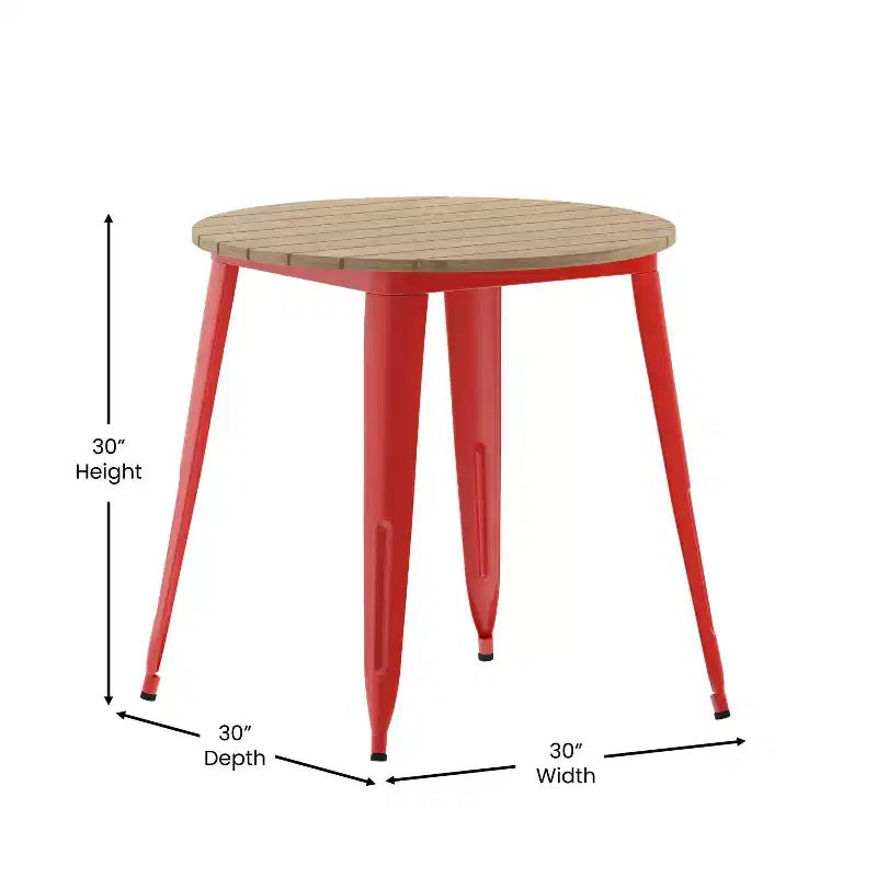 Table de salle à manger Flash Furniture Declan de qualité commerciale, pour intérieur/extérieur, plateau rond de 76 cm en polyrésine toutes saisons avec base en acier