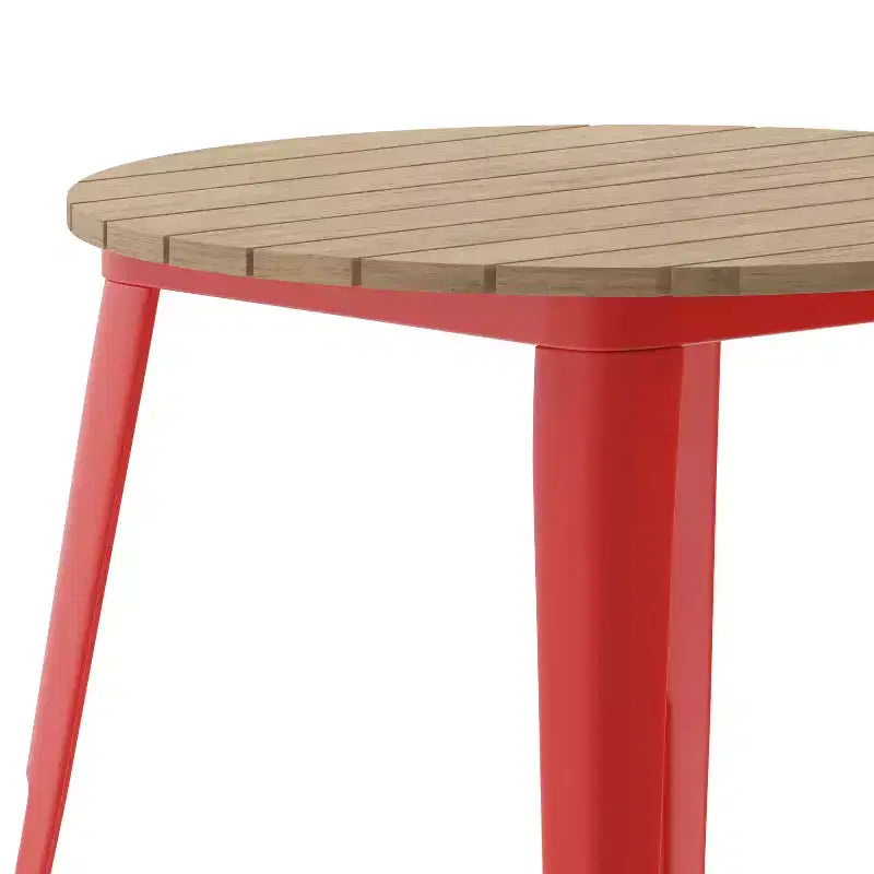 Table de salle à manger Flash Furniture Declan de qualité commerciale, pour intérieur/extérieur, plateau rond de 76 cm en polyrésine toutes saisons avec base en acier