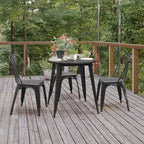 Table de salle à manger Flash Furniture Declan de qualité commerciale, pour intérieur/extérieur, plateau rond de 76 cm en polyrésine toutes saisons avec base en acier