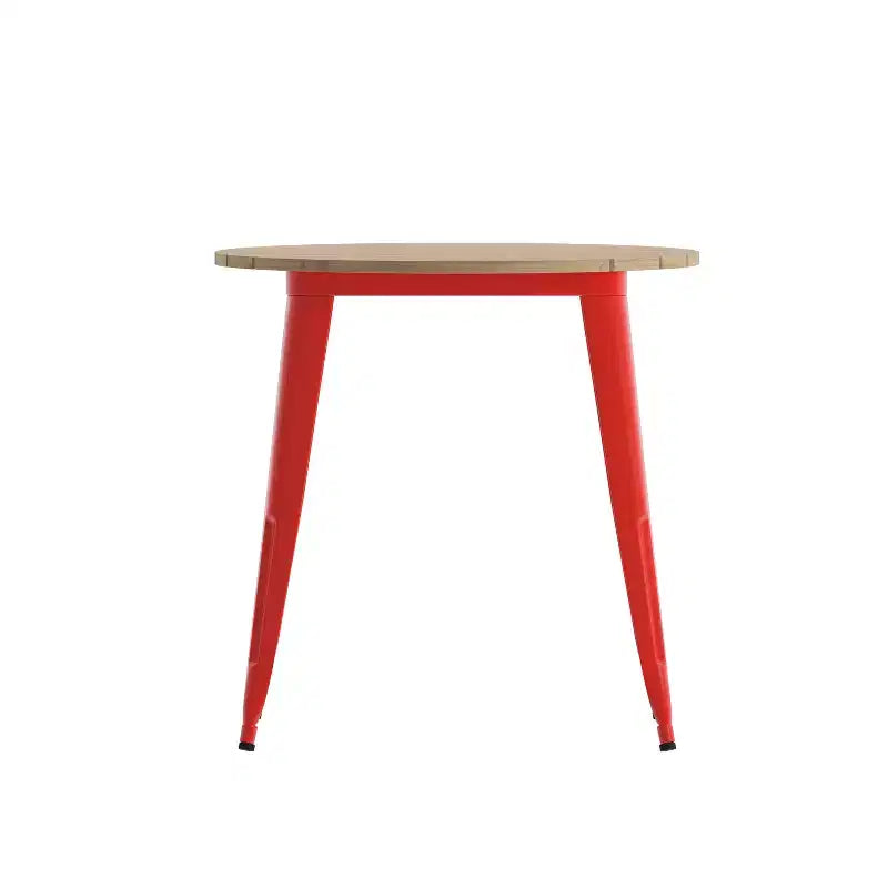 Table de salle à manger Flash Furniture Declan de qualité commerciale, pour intérieur/extérieur, plateau rond de 76 cm en polyrésine toutes saisons avec base en acier