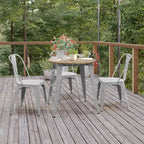Table de salle à manger Flash Furniture Declan de qualité commerciale, pour intérieur/extérieur, plateau rond de 76 cm en polyrésine toutes saisons avec base en acier