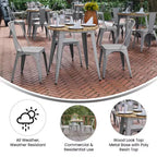 Table de salle à manger Flash Furniture Declan de qualité commerciale, pour intérieur/extérieur, plateau rond de 76 cm en polyrésine toutes saisons avec base en acier