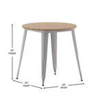 Table de salle à manger Flash Furniture Declan de qualité commerciale, pour intérieur/extérieur, plateau rond de 76 cm en polyrésine toutes saisons avec base en acier