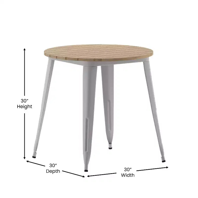Table de salle à manger Flash Furniture Declan de qualité commerciale, pour intérieur/extérieur, plateau rond de 76 cm en polyrésine toutes saisons avec base en acier