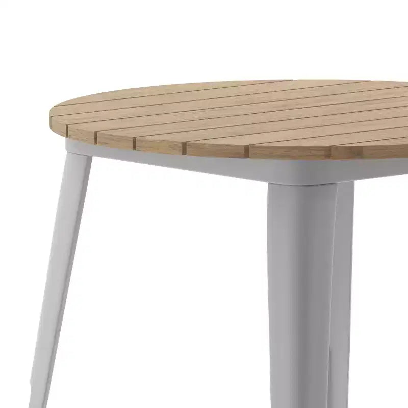 Table de salle à manger Flash Furniture Declan de qualité commerciale, pour intérieur/extérieur, plateau rond de 76 cm en polyrésine toutes saisons avec base en acier