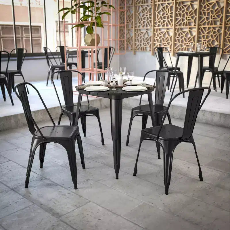 Table de salle à manger Flash Furniture Declan de qualité commerciale, pour intérieur/extérieur, plateau rond de 76 cm en polyrésine toutes saisons avec base en acier