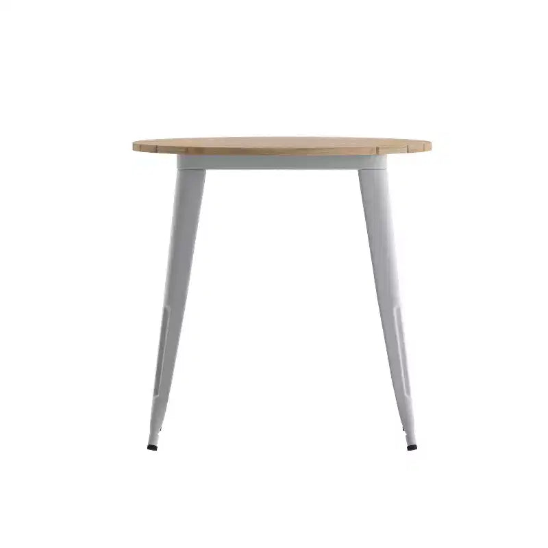 Table de salle à manger Flash Furniture Declan de qualité commerciale, pour intérieur/extérieur, plateau rond de 76 cm en polyrésine toutes saisons avec base en acier