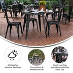 Table de salle à manger Flash Furniture Declan de qualité commerciale, pour intérieur/extérieur, plateau rond de 76 cm en polyrésine toutes saisons avec base en acier