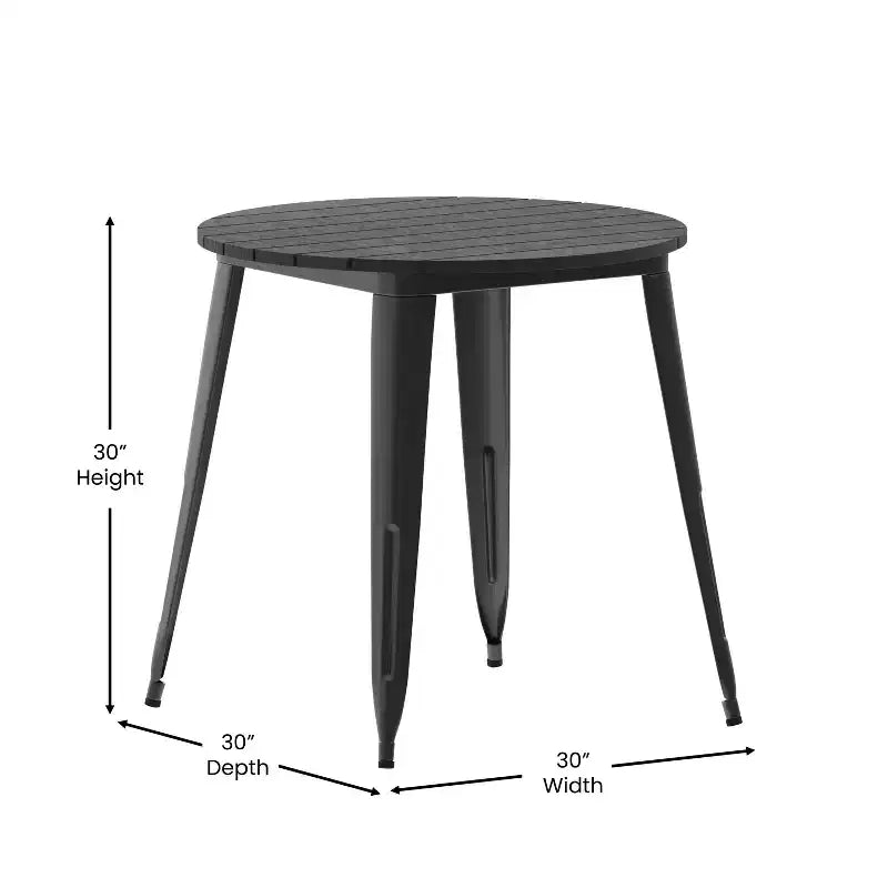 Table de salle à manger Flash Furniture Declan de qualité commerciale, pour intérieur/extérieur, plateau rond de 76 cm en polyrésine toutes saisons avec base en acier