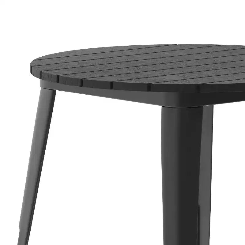 Table de salle à manger Flash Furniture Declan de qualité commerciale, pour intérieur/extérieur, plateau rond de 76 cm en polyrésine toutes saisons avec base en acier