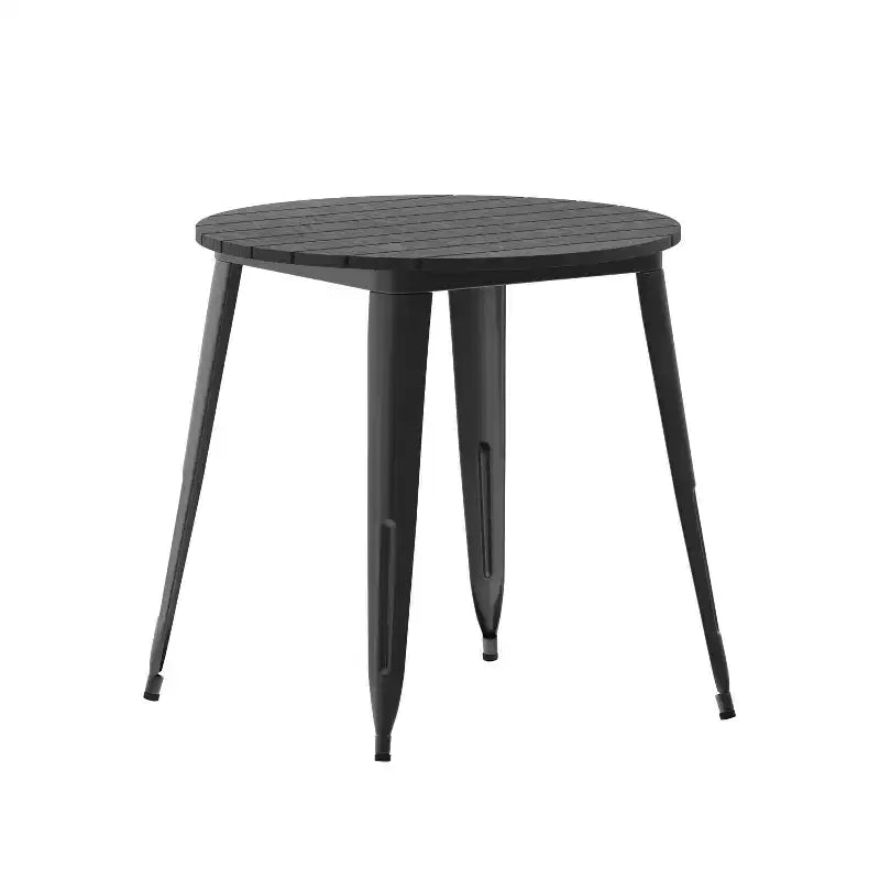Table de salle à manger Flash Furniture Declan de qualité commerciale, pour intérieur/extérieur, plateau rond de 76 cm en polyrésine toutes saisons avec base en acier