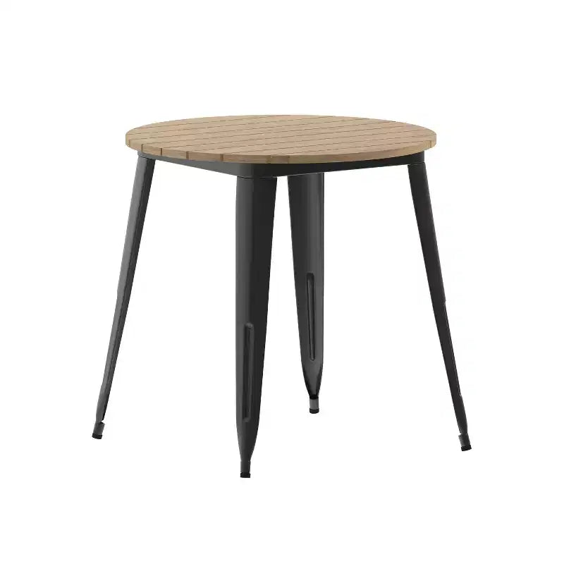 Table de salle à manger Flash Furniture Declan de qualité commerciale, pour intérieur/extérieur, plateau rond de 76 cm en polyrésine toutes saisons avec base en acier