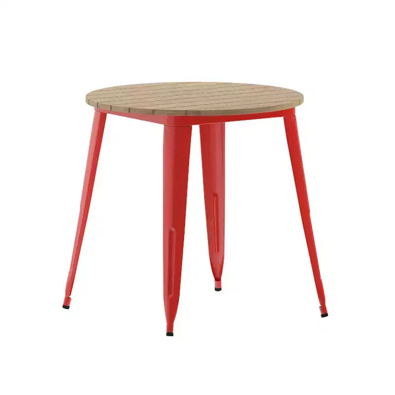 Table de salle à manger Flash Furniture Declan de qualité commerciale, pour intérieur/extérieur, plateau rond de 76 cm en polyrésine toutes saisons avec base en acier