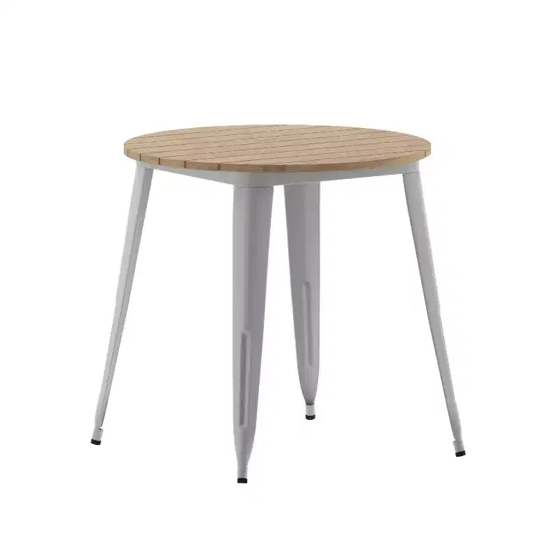 Table de salle à manger Flash Furniture Declan de qualité commerciale, pour intérieur/extérieur, plateau rond de 76 cm en polyrésine toutes saisons avec base en acier