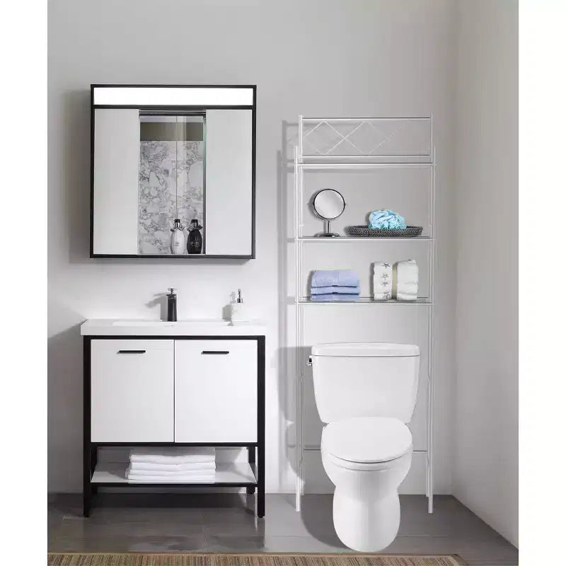 Meuble de Rangement/Optimiseur d'Espace au-dessus des Toilettes en Métal - J&V TEXTILES