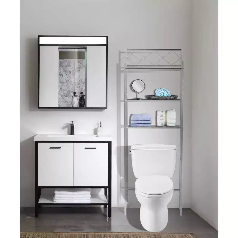 Meuble de Rangement/Optimiseur d'Espace au-dessus des Toilettes en Métal - J&V TEXTILES