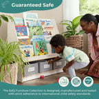 Guidecraft EdQ Présentoir à livres et bacs : Bibliothèque multi-usage en bois pour enfants avec rangement de jouets pour chambres d'enfants et salles de classe