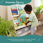 Guidecraft EdQ Présentoir à livres et bacs : Bibliothèque multi-usage en bois pour enfants avec rangement de jouets pour chambres d'enfants et salles de classe