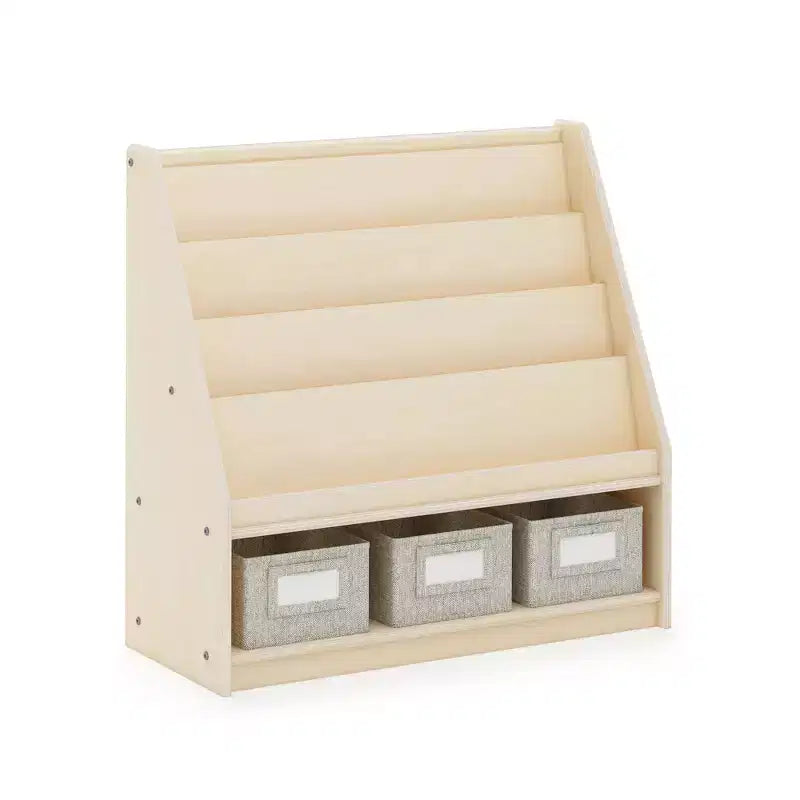 Guidecraft EdQ Présentoir à livres et bacs : Bibliothèque multi-usage en bois pour enfants avec rangement de jouets pour chambres d'enfants et salles de classe