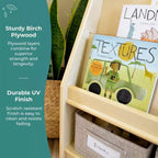 Guidecraft EdQ Présentoir à livres et bacs : Bibliothèque multi-usage en bois pour enfants avec rangement de jouets pour chambres d'enfants et salles de classe