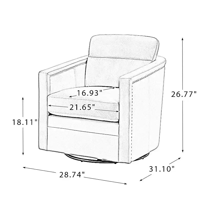 Eulalia 28.74 Fauteuil pivotant large en cuir véritable avec accoudoirs carrés et base pivotante en métal | ART OF LIVING DESIGNS-BLACK