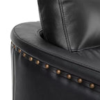 Eulalia 28.74 Fauteuil pivotant large en cuir véritable avec accoudoirs carrés et base pivotante en métal | ART OF LIVING DESIGNS-BLACK