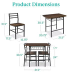 Ensemble de salle à manger moderne 3 pièces Best Choice Products, table et chaises carrées avec cadre en acier, étagère de rangement intégrée