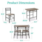 Ensemble de salle à manger moderne 3 pièces Best Choice Products, table et chaises carrées avec cadre en acier, étagère de rangement intégrée