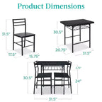 Ensemble de salle à manger moderne 3 pièces Best Choice Products, table et chaises carrées avec cadre en acier, étagère de rangement intégrée