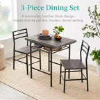 Ensemble de salle à manger moderne 3 pièces Best Choice Products, table et chaises carrées avec cadre en acier, étagère de rangement intégrée