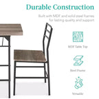 Ensemble de salle à manger moderne 3 pièces Best Choice Products, table et chaises carrées avec cadre en acier, étagère de rangement intégrée