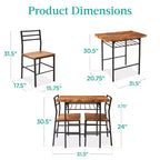 Ensemble de salle à manger moderne 3 pièces Best Choice Products, table et chaises carrées avec cadre en acier, étagère de rangement intégrée