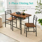 Ensemble de salle à manger moderne 3 pièces Best Choice Products, table et chaises carrées avec cadre en acier, étagère de rangement intégrée